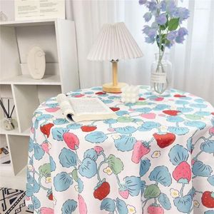 Table Cloth Fresh Korean Style Round Lattice Tablecloth Floral For Dining Tea Coffee Cover Picnic Kitchen Decor