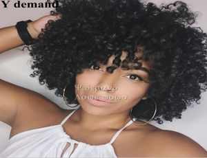 Fashion Fluffy Afro Bob Black Peruka Krótka perwersyjna peruka naturalne fryzury Pelucas Nowoczesne tanie peruki dla czarnych kobiet9752124