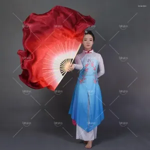 Abbigliamento da palco Dual Color Real Silk Bamboo Folk Dance Fan Fans Cinese Fancing Fancing Fans Art White Red Gradient Assorted Times