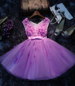 Spring Pink Party Dresses For Girls Teens With Appliques Beads Bow A Line Short Cocktail Gown Tulle Short Prom Dresses Evening Wea4805279