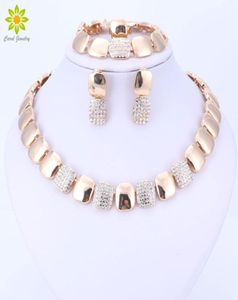 Dubai Gold Color Jewelry Set Nigerian Wedding African Beads Crystal Bridal Jewelerie Set Women Wedding Party1042098