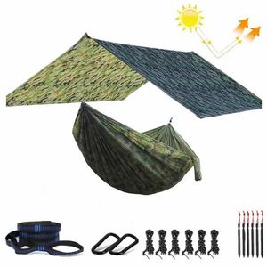 Hammocks Camping Hammock med 118inx118in Rain Fly Tarp Portable Lightweight Nylon Parachute inomhus utomhus ryggsäckning resor camping