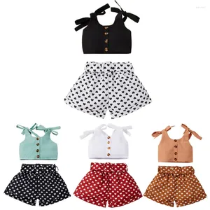 Set di abbigliamento per bambine boutique top e cortometraggi per bambini vettori per bambini 0-4 anni vestiti per bambini senza maniche estate