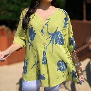 Kadın bluzları Sıradan v yaka tee çiçek baskılı bluz hafif yaz sokak kıyafetleri için kadınlar gömlek