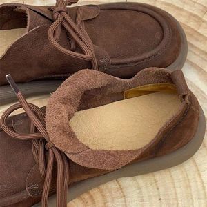 Casual Schuhe Original echtes Leder handgefertigt Frauen Vintage Flat Round Toe Pee-up Cowskin