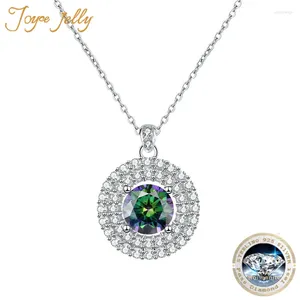 Hängen JoyceJelly 1CT Moissanite Pendant Halsband Kvinnors 925 Sterling Silver Jewelry Luxury Double Layered Circular Profactory Price