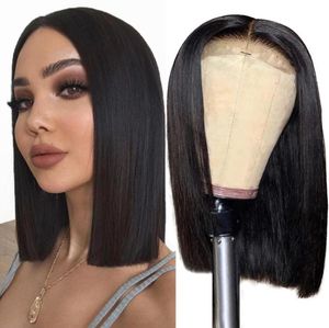 150 Density Straight Hair 4x4 Lace Frontal Wig 100 peruvian Human Hair Wigs Straight Bob Wigs gagaqueen9640203