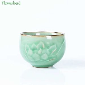 TeAware Setleri Longquan Celadon Fırın Çay Kupası Seramik Porselen Çay Kupası Çayware Kung Fu Çay Kupası Seti Buz Çatlak Açık Master Cup Çay Kase Kupası