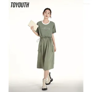 Sukienki imprezowe Toyouth damskie sukienki 2024 Summer krótki rękaw okrągła szyja sznurka