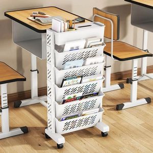 Simpuga scaffale per libri mobili su ruote 5/6 strati libreria pavimenti mobili piccoli carrelli ripiani di stoccaggio del supporto per ufficio forniture per ufficio 240423