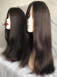 Kosher Wigs 12A Grade Brown Color 2 Finest European Virgin Human Hair Silky Straight Invisible Knots 4x4 Silk Top Base Jewish Wig6809787