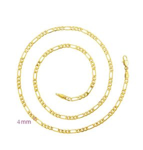 354b 50 cm x 4 mm Figaro -kedjhalsband för män 24K Guldpläterad modesmycken Europeisk style5383616