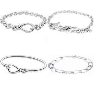 Mig länkmönster chunky oändlighet knuten hjärtförstärkad t-clap 925 sterling silver armband passar armband pärla charm5502856