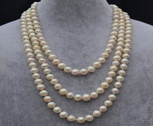 Nowy A Arriver White Pearl Jewellery72 cale 78 mm oryginalny naszyjnik z perłami słodkowodnej1015727