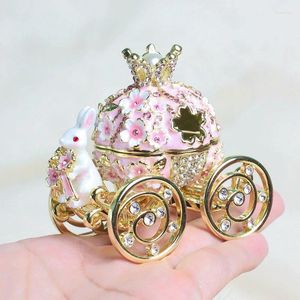 Bottles Pumpkin Carriage Metal Enamel Jewelry Box Handicrafts Cartoon Light Luxury Pieces Home Decor Ring Storage Wedding Gifts