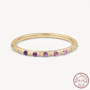 Anelli di cluster 2024 Sterling Silver Geometric Purple Zircon Ring per la moda femminile Senior Retatile Versatile Gift per banchetti