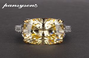 PANSYSEN Charms 1414mm Natural Citrine Rings for Women 100 Genuine 925 Sterling Silver Jewelry Engagement Anniversary Ring T20095820726