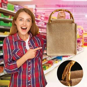 Storage Bags Cotton Linen Retro Literary Tote Bag Handmade Small Rattan