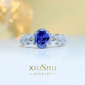 Cluster Rings Fashion 925 Danrong Tanzanian Blue Ring Imported High Carbon Diamond Exquisite And End