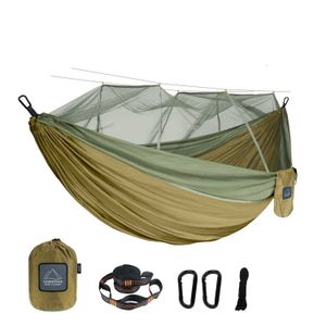 Hammocks Single and Double Size Nylon Fabric Travel Portable Camping ao ar livre Hammock Dormir com Mosquito Net