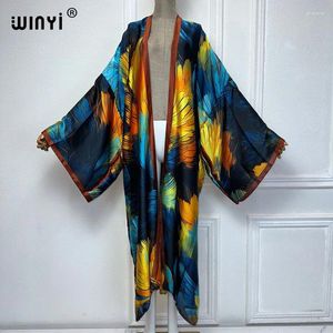 Sommer Kimono Africa Dress Beach Wear Maxi Blogger empfehlen Strickjacken Outfits für Frauen Abaya Dubai Luxus