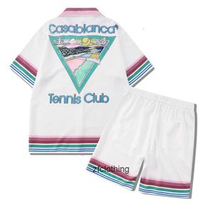 Mens Tracksuits Casablanca Color Stripe Tennis Club Men Women Short Set Hawaii Beach Style Suit Hip Hop Shorts Shorts Par Suit Casa 230804