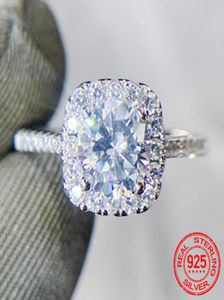 Классическая 1CT Lab Diamond Engagement Ring 925 Серебряное кольцо стерлингового кольца для женщин кольцо обручальные кольца серебряные 925 ювелирные изделия XR4616441028