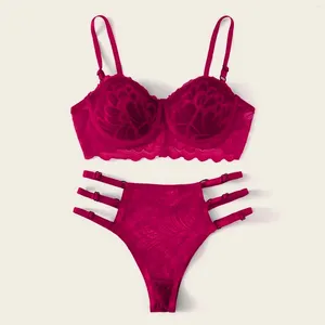 Bras define lingeries exóticos sexy definido para roupas de noite feminino de aresta de flor de arestão de roupa de baixo