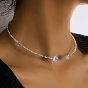 Catene di moda di strass cuoio collare collana per girocollo per donne semplici gioielli dorati aperti