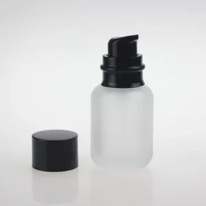 Depolama şişeleri Boş buzlu 50ml şişe cam losyonu beyaz ve siyah pompa kapağı ile