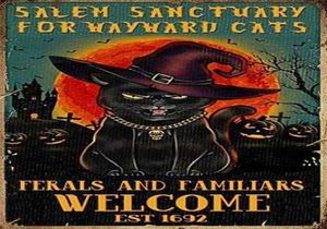 m Sanctuary for Wayward Cats Cat Halloween Tin Sign Cafe bar Home Wall Art Decoration Retro Metal Tin Sign 8x12 inch5902882