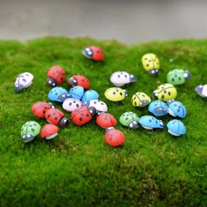 50PiecesPack Mini Resin Ladybug Garden Pots Miniature Plants Decoration Fairy Figurines Micro Landscape Crafts 240429