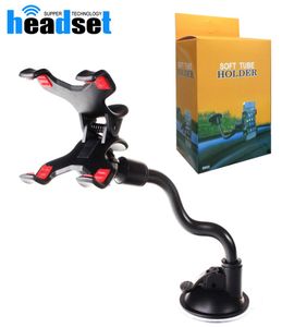 Universal Windshield Car phone Mount holder Long Arm clamp with Double Clip Strong Suction Cup Phone Car cellphone Holder for smar9669696