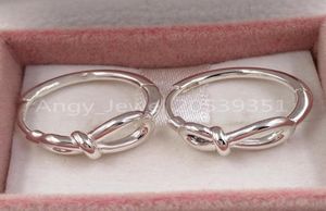 Infinity Knot Hoop Earrings Authentic 925 Sterling Silver Studs P FITS European Style Studs Jewelry Andy Jewel 298889C003263460