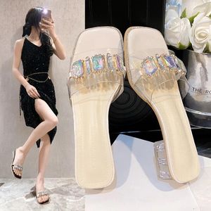 Slippers Summer Low Low Low Modern Outside Square Ladies Shoes à venda 2024 Brand Bling Bling Sexy Women's Chinenos