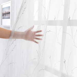 Bileehome deixa a cortina pura tule para a sala de estar bordado de cozinha de bordado com cortinas de decoração de casa, tratamento de decoração 240429