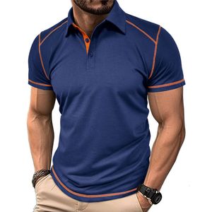 Nya sommarmän korta ärmpoloskjorta Män färgblockering Polo skjorta herrpolo -skjorta