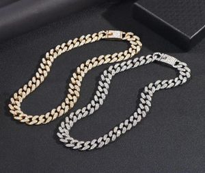 Kedjor Flatfoosie Miami Curb Cuban Chain Necklace For Women Men Gold Silver Color Iced Out Paled Rhinestones Rapper Jewelry6420096