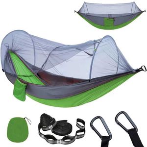 Hammocks Camping Hammock com Mosquito Redação de Mosquitos Pop-Up Hammock Portable Hammock Ultralight Nylon Parachute Hammocks com tiras de árvores para acampar