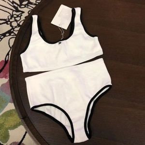 Women' s logo applique tank bra and briefs swimsuit designer bikini SMLXL