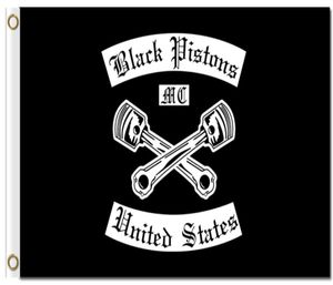 Digital printing custom 3x5ft Black Pistons Motorcycle Club Flag 90x150cm Polyester One Percenter Bikers Outlaw Banner8816491