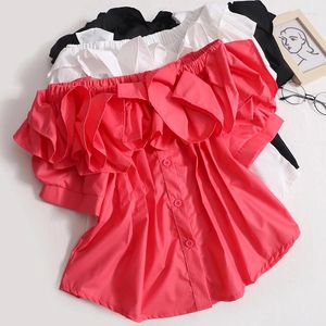 Blouses femininas coreanas doces bordados mulheres vintage camisas de verão elegantes o pescoço de manga curta sólida 2024 chegada blusas mujer