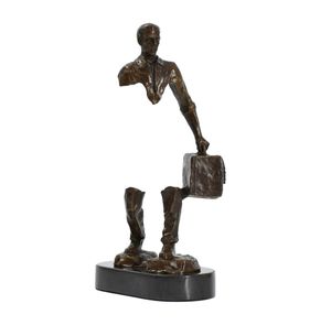 La scultura della statua in bronzo viaggiatore Abstract Famome Modern Travel Man Figurina in ottone maschio Figurina da collezione Vintage Art Home Decor 2105016715