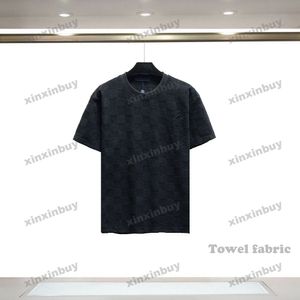 Xinxinbuy Men designer tee t shirt 2024 Italy Letter Jacquard Handduk Tyg Relief Jacquard kortärmad bomullskvinnor svart S-2XL