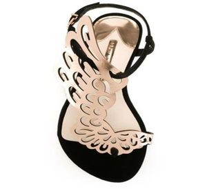 2019 Ladies Patent Leather Flat Sandals Buckle Rose Solid Butterfly Ornament Sophia Webster Diamond Shoes Color BL9697602