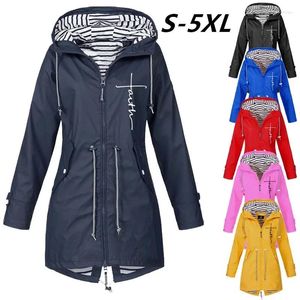 Women's Trench Coats Spring Autumn Womens Casual Coat Waterproof Raincoat Basic Outdoors Lightweight Drawstring Jackets Hiking Clothing