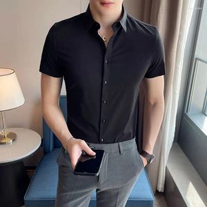 Men's Casual Shirts Social Big Size Korean Summer Short Sleeve For Men All Match Slim Fit Office Wear Chemise Homme 5XL-M