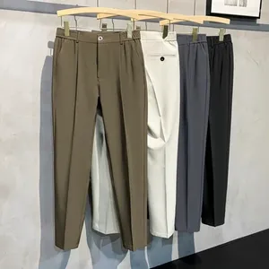 Calça masculina de verão fino de lazer clássico coreano negócio de moda casual cortina reta calça formal masculino