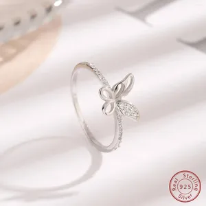 Cluster Rings 2024 Selling 925-Silver Butterfly Ring Inlaid With Zircon Sweet Type Cute For Girls