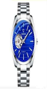 Luksusowe automatyczne mechaniczne przejrzyste ruch świecące męskie zegarek szkielet Tourbillon zegarki stali nierdzewnej Bransoletka Resystan7869388